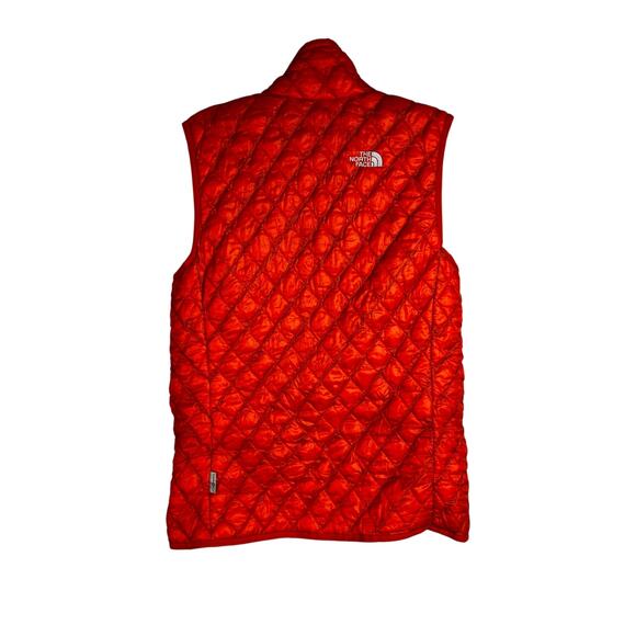 The North Face Thermoball Vest Womens M Blaze Orange Puffer Zip Pocket Outdoorsy - Picture 3 of 10